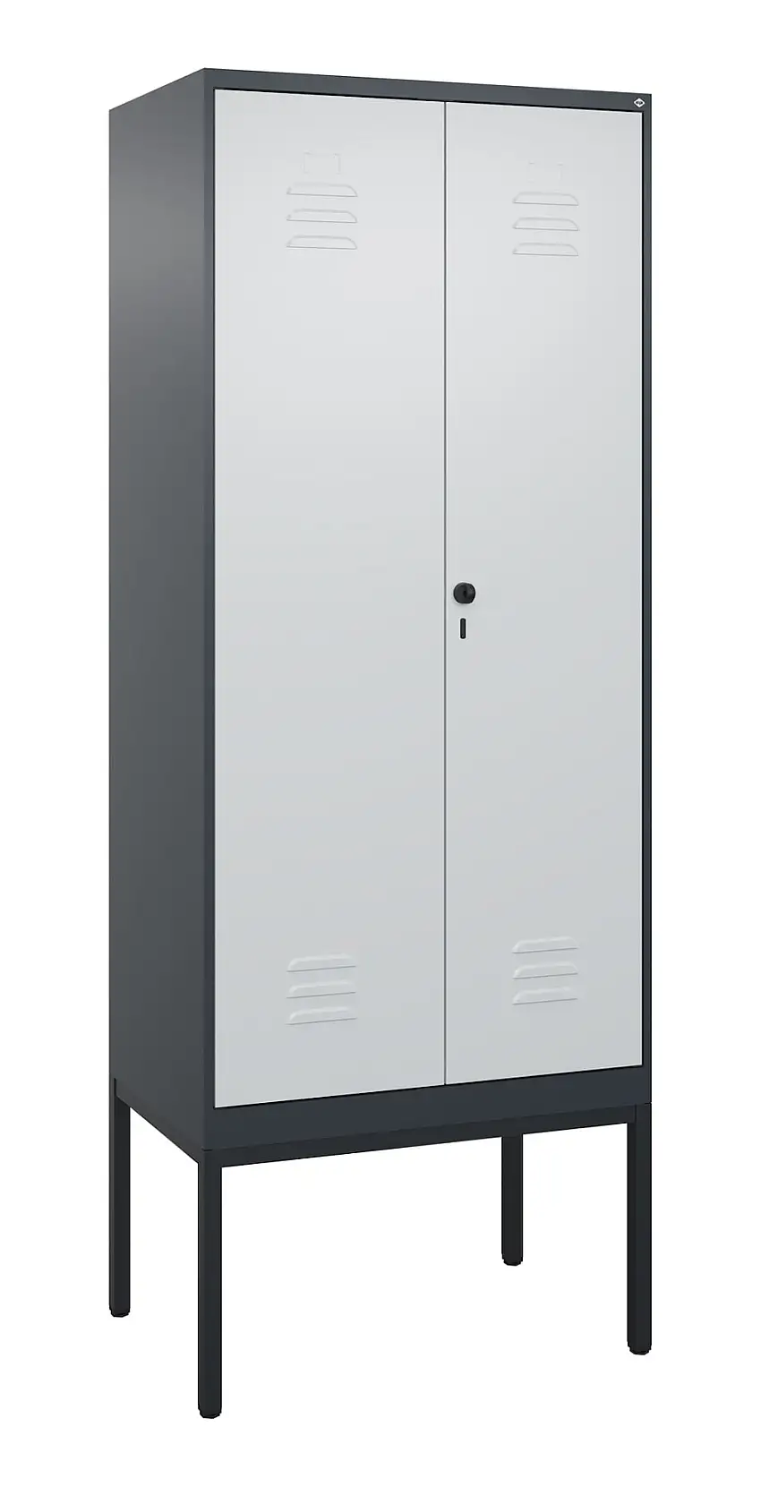 C+P Doppel-Spind Classic PLUS mit Gestell | 2 Abteile | HxBxT 212x80x50cm | Sicherheits-Drehriegel | Stahl | Anthrazitgrau/Lichtgrau