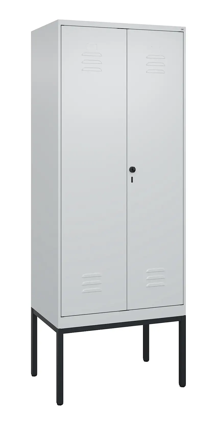 C+P Doppel-Spind Classic PLUS mit Gestell | 2 Abteile | HxBxT 212x80x50cm | Sicherheits-Drehriegel | Stahl | Lichtgrau/Lichtgrau