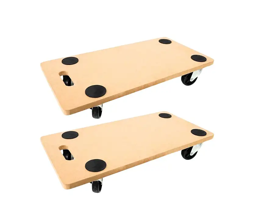 Mega Deal 2x Profi Transportroller mit 4 Rollen | HxBxT 11,5x30x60cm | Traglast 200kg | MDF Holzplatte | Braun