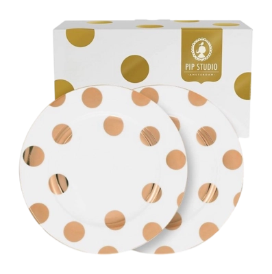 Frühstücksteller Pip Studio Dot Delight White-Gold 23 cm (2er-Set)