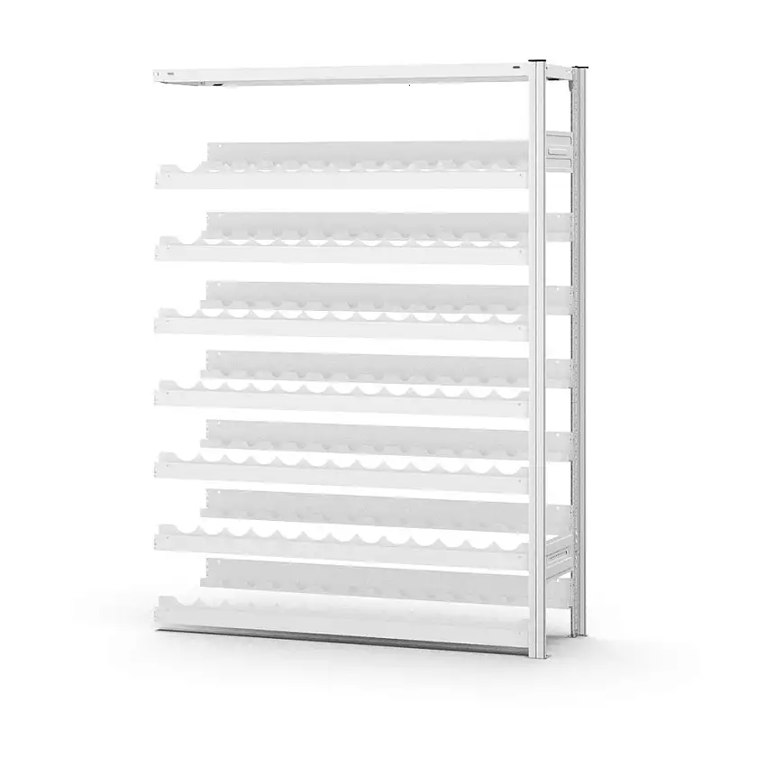 Weinregal Stecksystem MAGNUS Made in Germany | Anbauregal | HxBxT 175x130x30cm | Fachlast 35kg | 7 Ebenen für 175 Flaschen | Lichtgrau