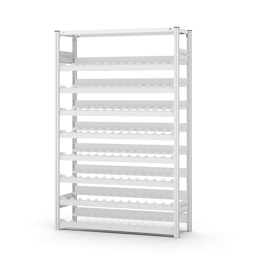 Weinregal Stecksystem MAGNUS Made in Germany | Grundregal | HxBxT 200x130x30cm | Fachlast 35kg | 8 Ebenen für 200 Flaschen | Lichtgrau