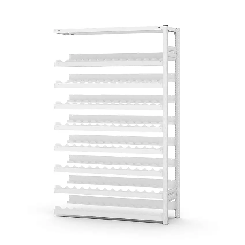 Weinregal Stecksystem MAGNUS Made in Germany | Anbauregal | HxBxT 200x130x30cm | Fachlast 35kg | 8 Ebenen für 200 Flaschen | Lichtgrau