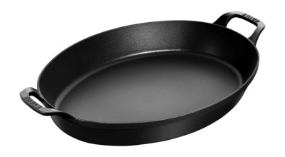 Auflaufform Staub Stapelbar Oval Schwarz 37 cm
