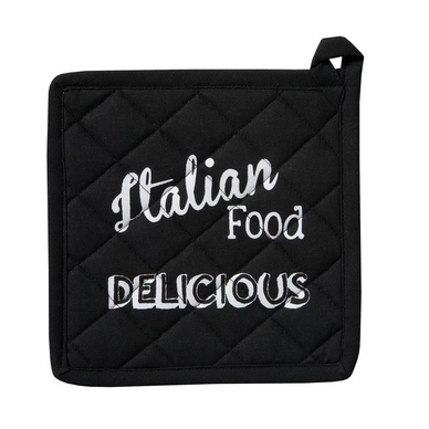 6 Topflappen DDDDD Italian Food Schwarz (Baumwolle)