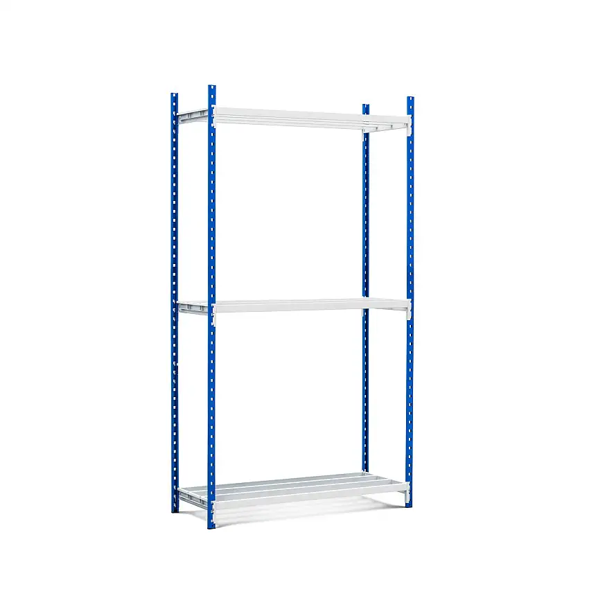 Fachbodenregal MAXIMUS Pro | Anbauregal | HxBxT 220x100x120cm | 3 Ebenen | offener Fachboden | Fachlast 286kg | Lichtblau/Lichtgrau