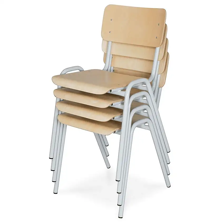 Stapelstuhl 4er Set | Grau/Buche | aus Holz | HxBxT 80x38x41cm | Stapelbar