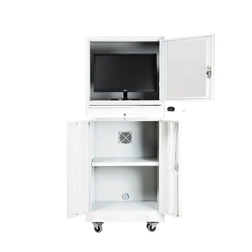 Industrie-PC-Schrank BEAR auf Rollen | HxBxT 170x68x60cm | Weiß