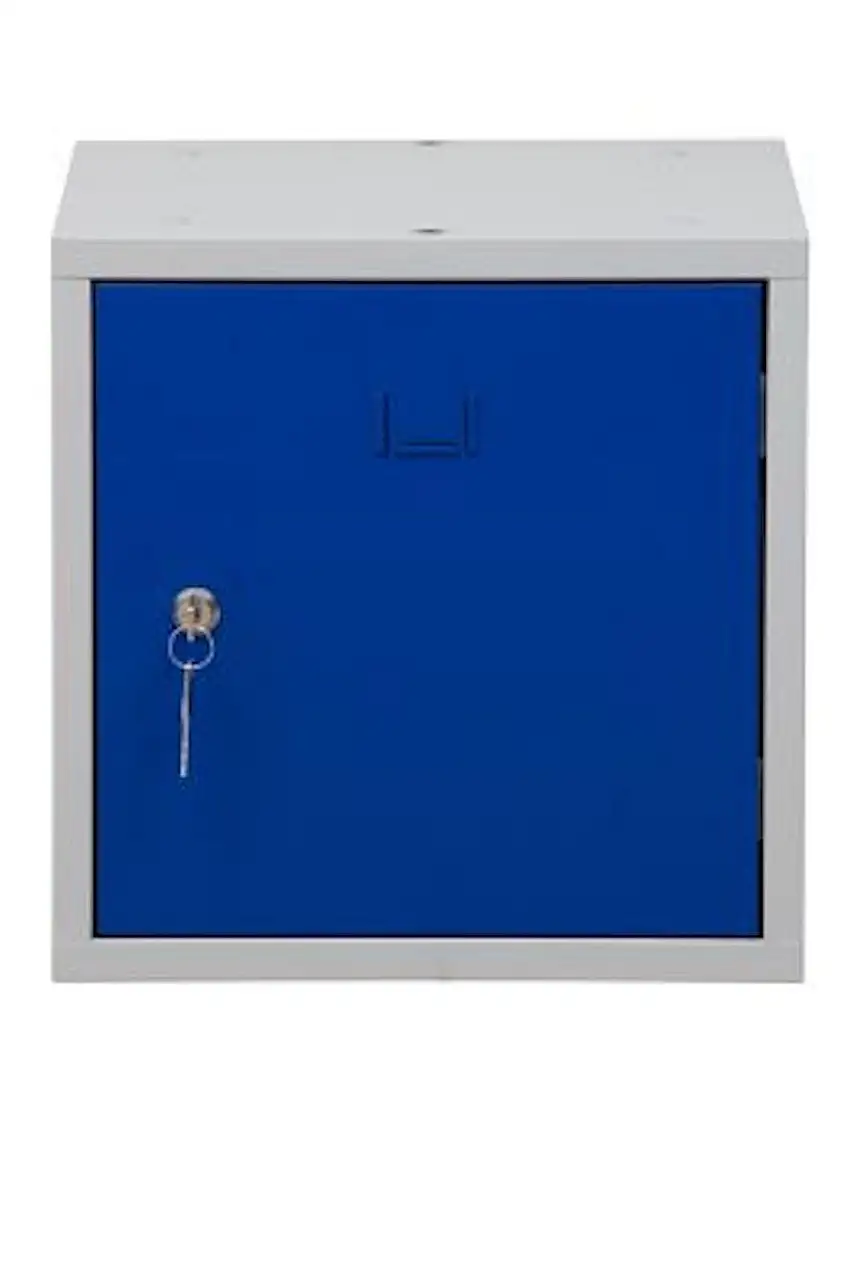 Würfelschrank Monkey | HxBxT 38x38x38 cm | Zylinderschloss | Grau-Blau