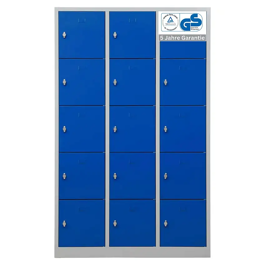 Schließfachschrank Falcon | Large | HxBxT 190x119x45 cm | Vorhängeschloss | Grau-Blau