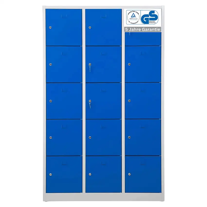 Schließfachschrank Falcon | Large | HxBxT 190x119x45 cm | Zylinderschloss | Grau-Blau