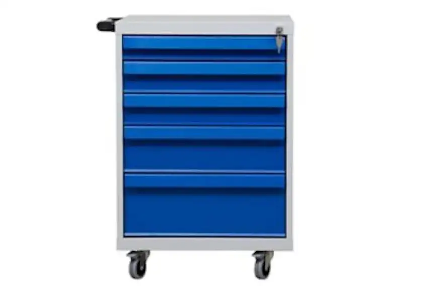 Werkstatt-Wagen Grizzly | 5 Schubladen | HxBxT 84x56x60 cm | Grau-Blau