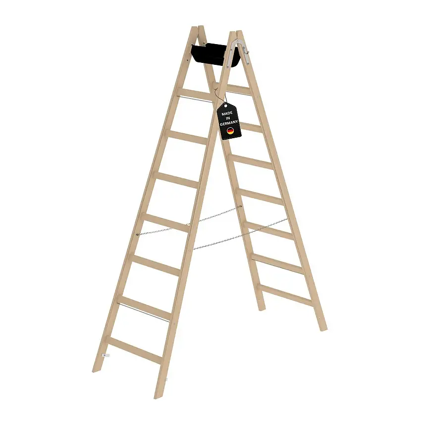 Sprossen-Stehleiter Holz 2x8 Sprossen