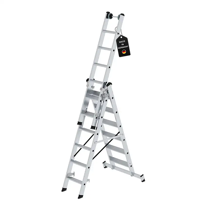 Stufen-Mehrzweckleiter 3-teilig mit nivello®-Traverse 3x6 Stufen