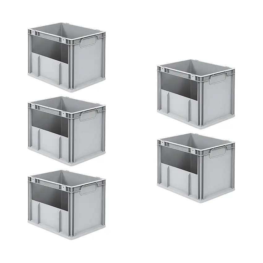 SparSet 5x Eurobox NextGen Insight | HxBxT 32x30x40cm | 30 Liter | Seite offen | Eurobehälter, Transportbox, Transportbehälter, Stapelbehälter