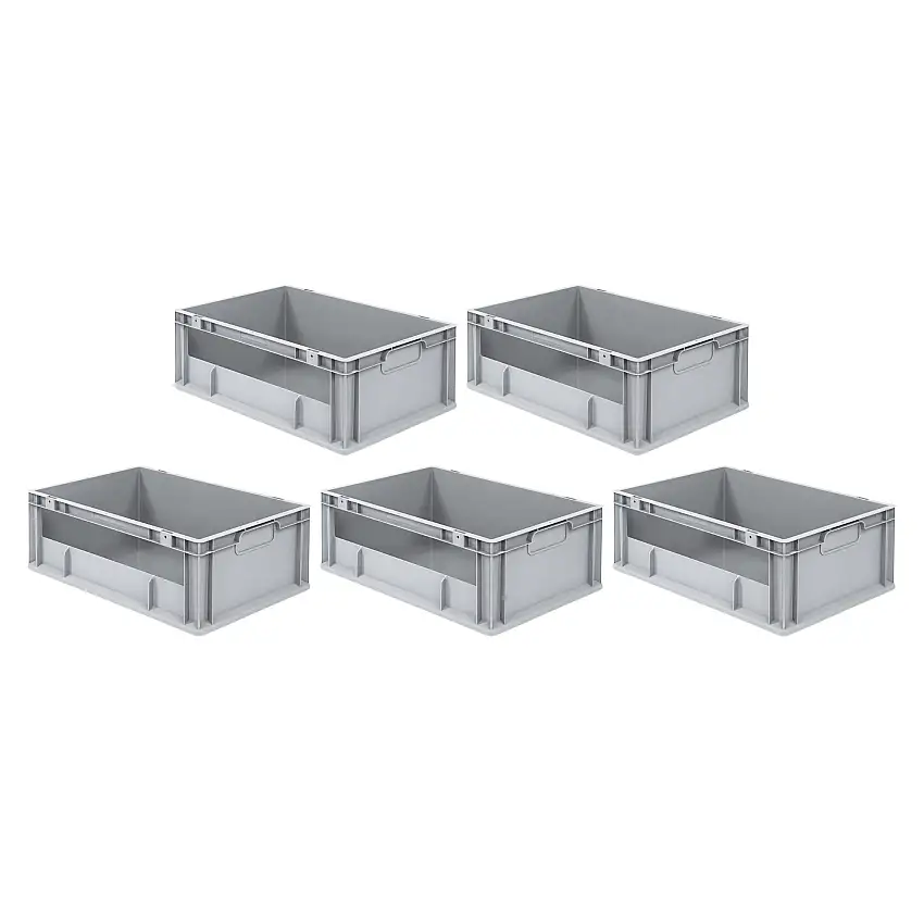 SparSet 5x Eurobox NextGen Insight | HxBxT 22x40x60cm | 44 Liter | Seite offen | Eurobehälter, Transportbox, Transportbehälter, Stapelbehälter