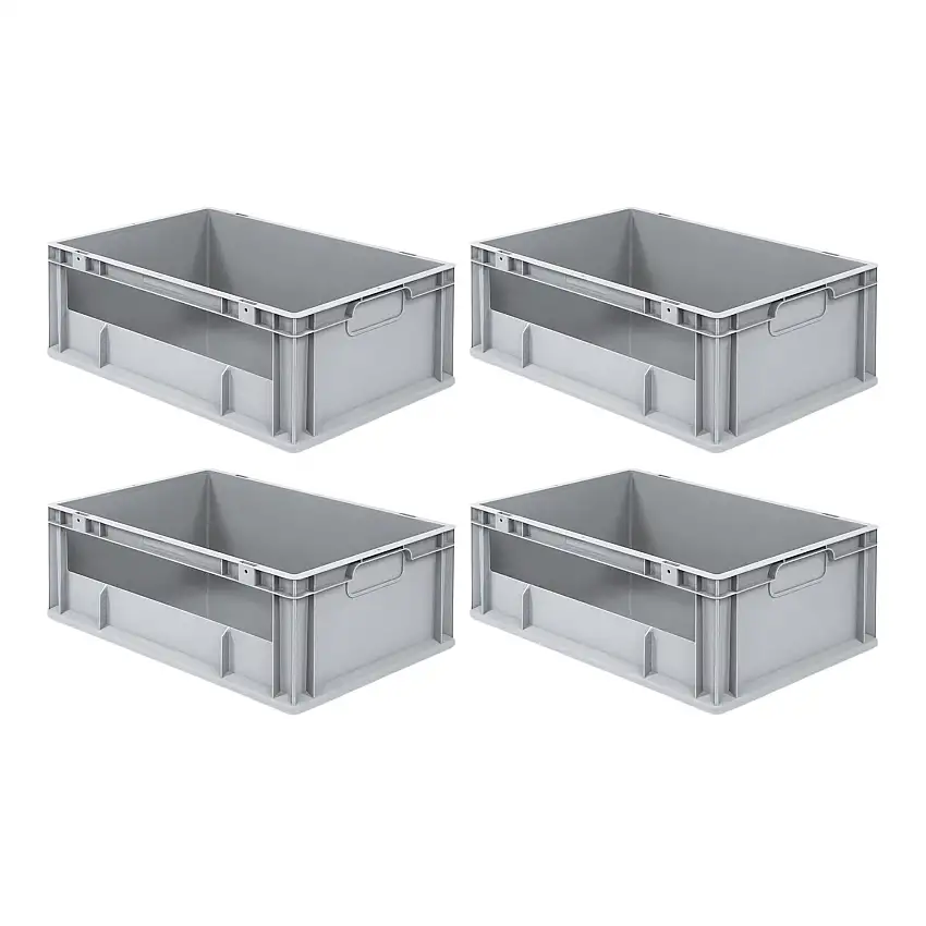 SuperSparSet 4x Eurobox NextGen Insight | HxBxT 22x40x60cm | 44 Liter | Seite offen | Eurobehälter, Transportbox, Transportbehälter, Stapelbehälter