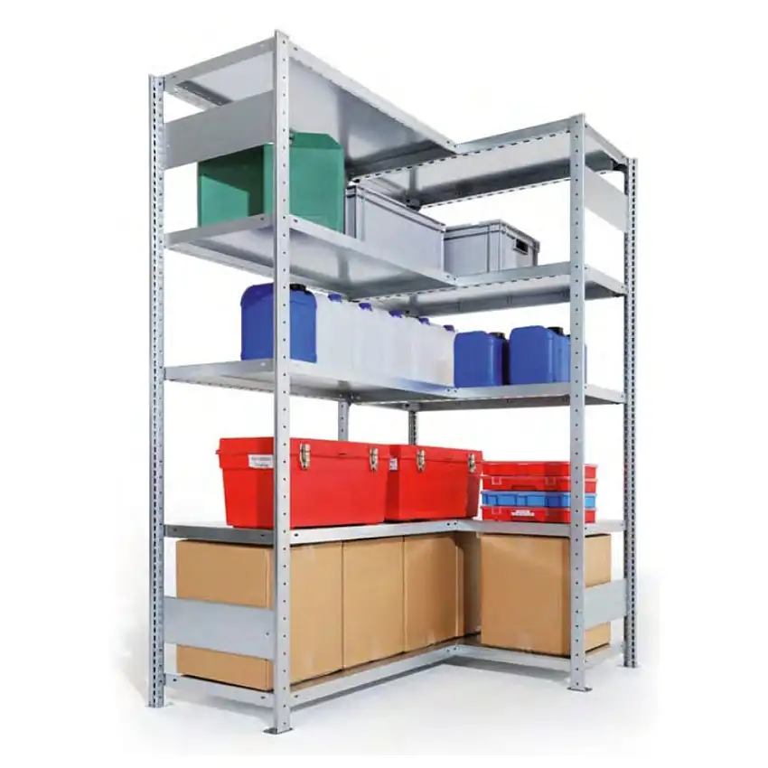 Meta Eckregal Stecksystem CLIP | HxBxT 200x100x40cm | 5 Ebenen | Fachlast 100kg | Verzinkt