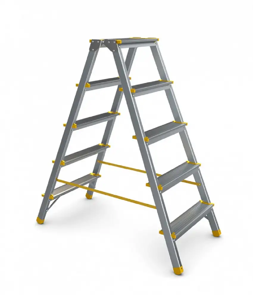 Metal Double Giraffe Doppelseitige-Aluminium-Stufenstehleiter | 5 Stufen | 109cm hoch | 150kg Tragkraft | Leiter, Trittleiter, Stufenleiter, Haushaltsleiter