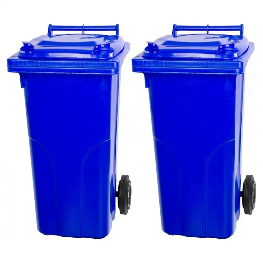 SuperSparSet 2x PROREGAL 2-Rad-Mülltonne MGB | HDPE-Kunststoff | 120 Liter | Blau