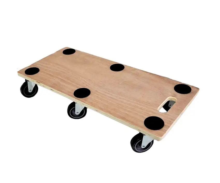 Profi Transportroller mit 6 Rollen | HxBxT 11x30x68cm | Traglast 300kg | Sperrholzplatte | Braun | 1 Stück | Möbelroller Möbelhund