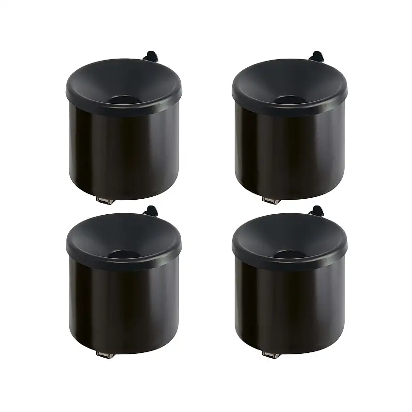 SuperSparSet 4x Runder feuerlöschender Wandaschenbecher | 2 Liter | HxØ 16x16cm | Metal | Schwarz mit schwarzem Deckel