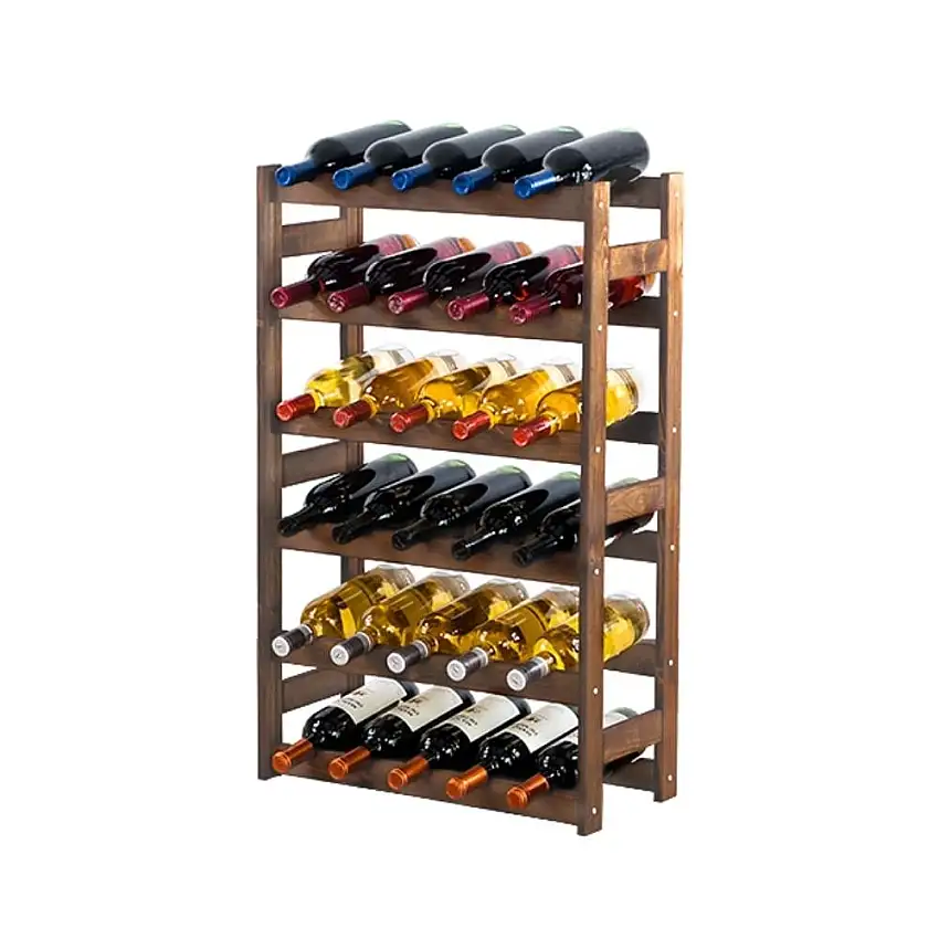 Weinregal PINOTWINE | HxBxT 86x53x25cm | 30 Flaschen | Massives Kiefernholz | Braun geölt