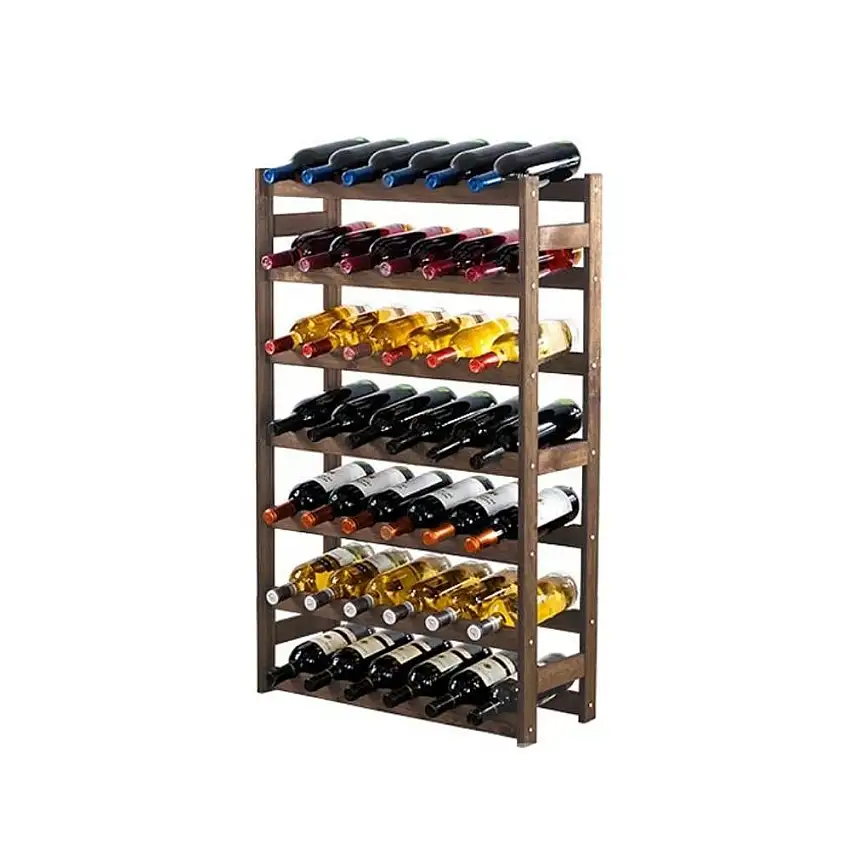 Weinregal PINOTWINE | HxBxT 102x63x25cm | 42 Flaschen | Massives Kiefernholz | Braun geölt