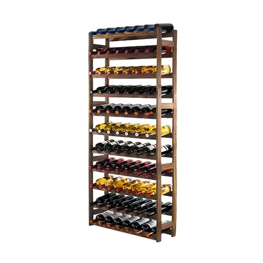 Weinregal PINOTWINE | HxBxT 166x72x25cm | 77 Flaschen | Massives Kiefernholz | Braun geölt
