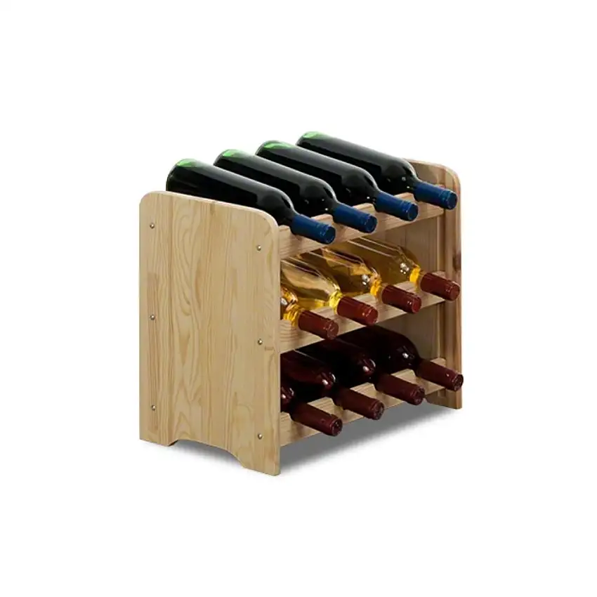 Weinregal PINOTWINE C | HxBxT 36x44x26,5cm | 12 Flaschen | Massives Kiefernholz | Natur unbehandelt