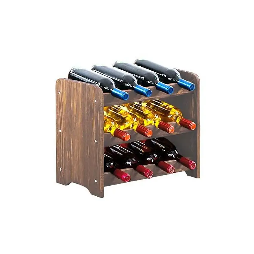 Weinregal PINOTWINE C | HxBxT 36x44x26,5cm | 12 Flaschen | Massives Kiefernholz | Braun geölt