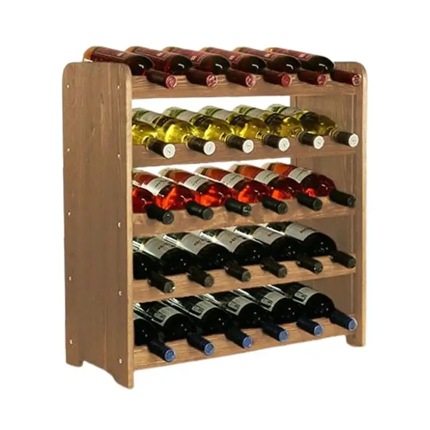 Weinregal PINOTWINE C | HxBxT 61,6x63,2x26,5cm | 30 Flaschen | Massives Kiefernholz | Braun geölt