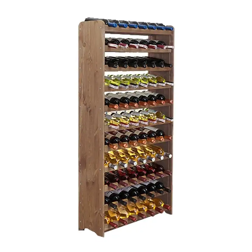 Weinregal PINOTWINE C | HxBxT 138,4x72,8x26,5cm | 77 Flaschen | Massives Kiefernholz | Braun geölt
