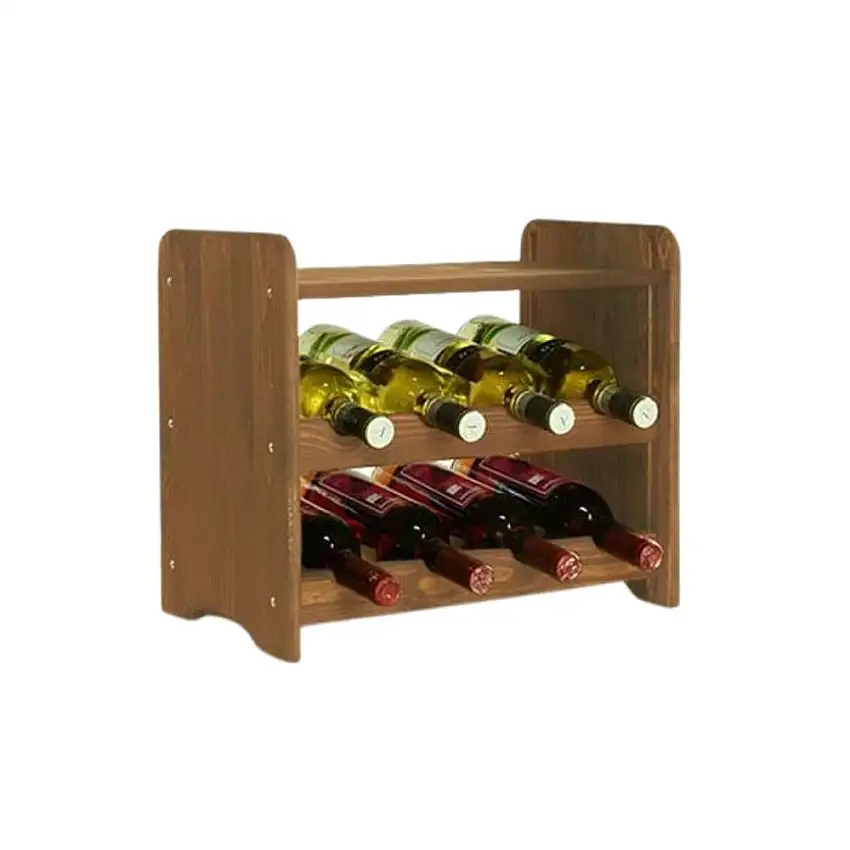Weinregal PINOTWINE C | HxBxT 36x44x26,5cm | 8 Flaschen | Massives Kiefernholz | Braun geölt