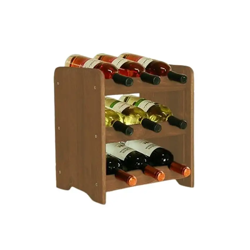 Weinregal PINOTWINE C | HxBxT 36x34,4x26,5cm | 9 Flaschen | Massives Kiefernholz | Braun geölt