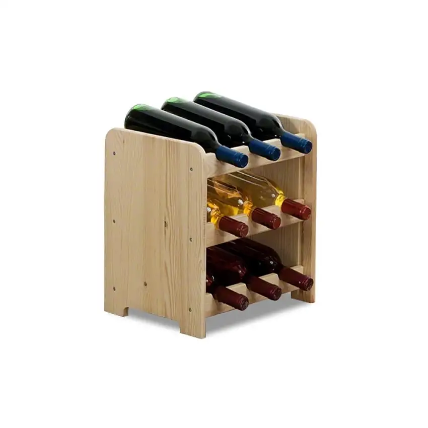 Weinregal PINOTWINE C | HxBxT 36x34,4x26,5cm | 9 Flaschen | Massives Kiefernholz | Natur unbehandelt