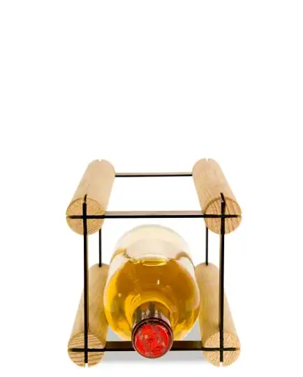 Modulares Weinregal VINOTECA MOD METAL | HxBxT 62,5x52,5x24,5cm | 5x6 Flaschen | Massives Kiefernholz | Braun geölt