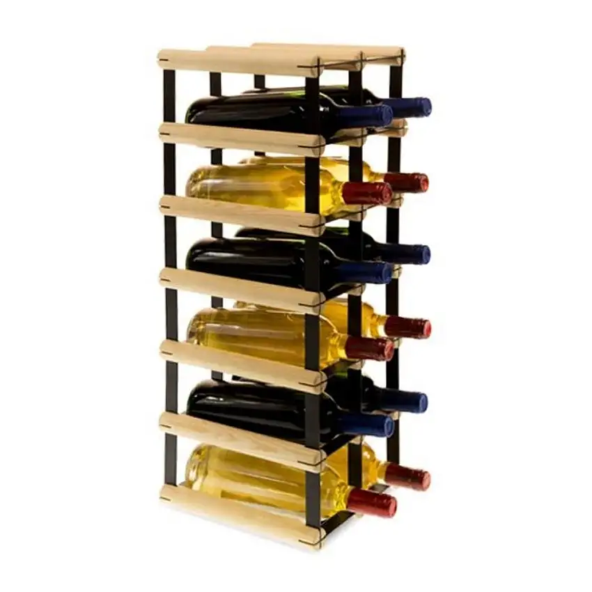 Modulares Weinregal VINOTECA MOD METAL | HxBxT 62,5x22,5x24,5cm | 2x6 Flaschen | Massives Kiefernholz | Natur