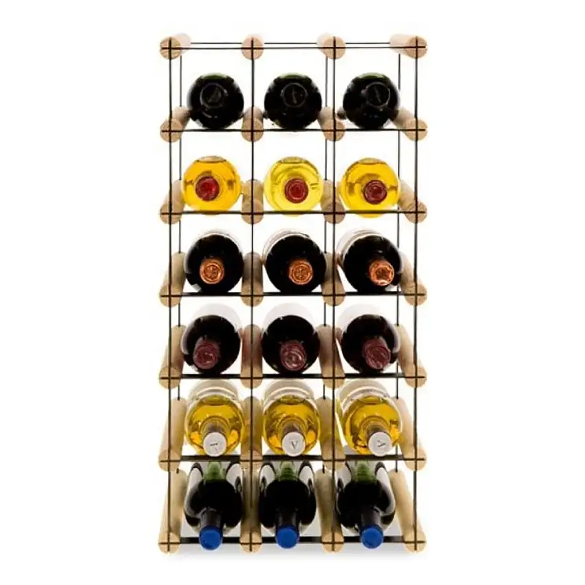 Modulares Weinregal VINOTECA MOD METAL | HxBxT 62,5x32,5x24,5cm | 3x6 Flaschen | Massives Kiefernholz | Natur