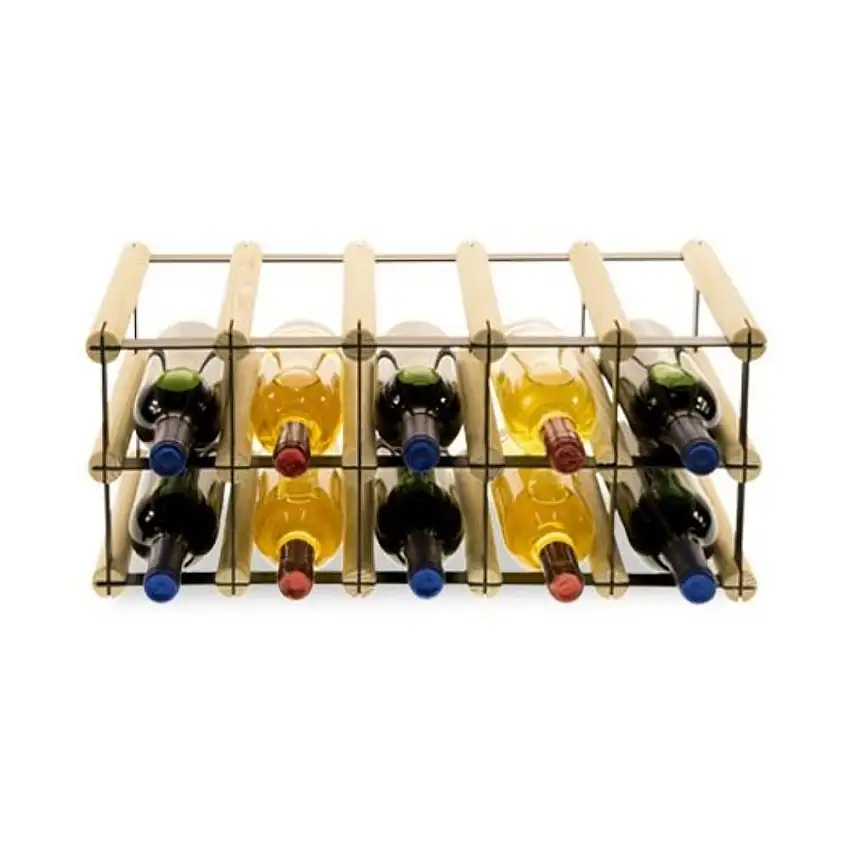 Modulares Weinregal VINOTECA MOD METAL | HxBxT 22,5x52,5x24,5cm | 5x2 Flaschen | Massives Kiefernholz | Natur
