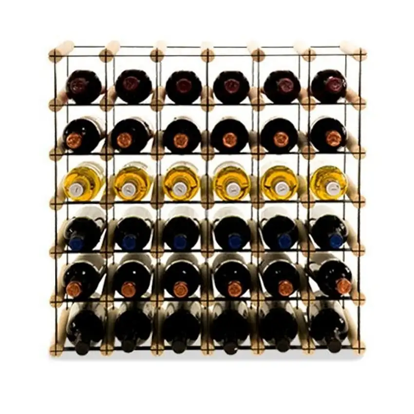 Modulares Weinregal VINOTECA MOD METAL | HxBxT 52,5x62,5x24,5cm | 6x5 Flaschen | Massives Kiefernholz | Natur