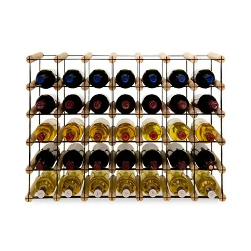 Modulares Weinregal VINOTECA MOD METAL | HxBxT 52,5x72,5x24,5cm | 7x5 Flaschen | Massives Kiefernholz | Natur