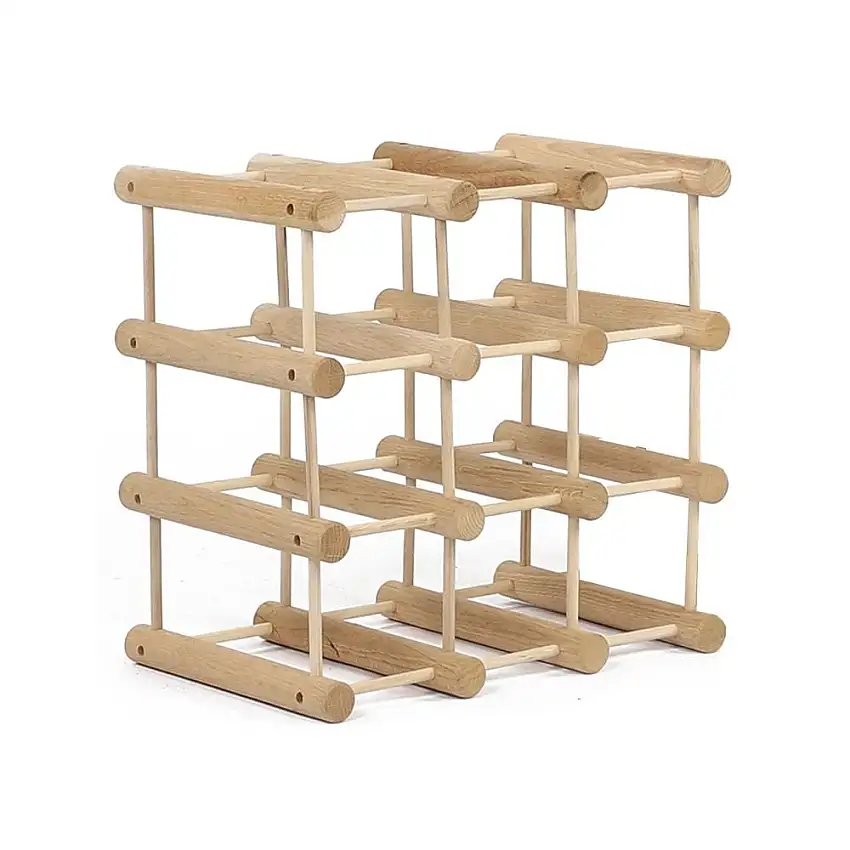 Modulares Weinregal VINOTECA MOD | HxBxT 36x36x24cm | 1x 9 Flaschen | Massives Eichenholz | Natur