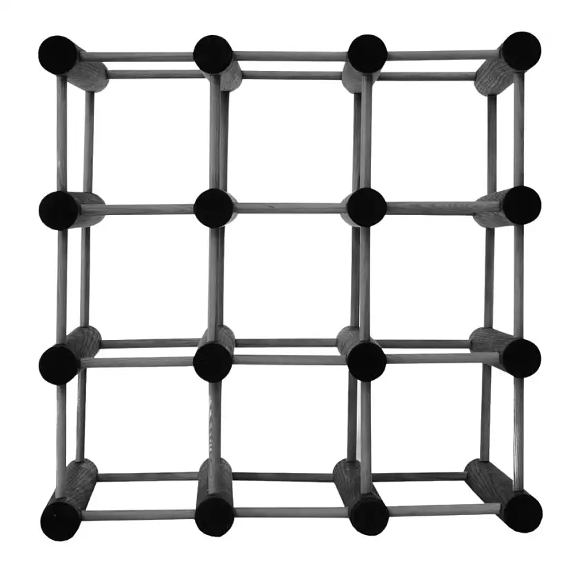 Modulares Weinregal VINOTECA MOD | HxBxT 36x36x24cm | 1x 9 Flaschen | Massives Kiefernholz | Grau geölt