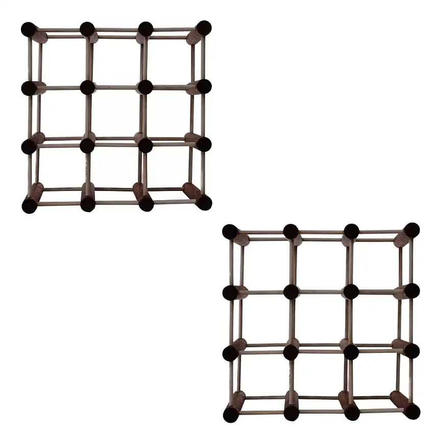 Modulares Weinregal VINOTECA MOD | HxBxT 36x36x24cm | 2x 9 Flaschen | Massives Kiefernholz | Braun geölt