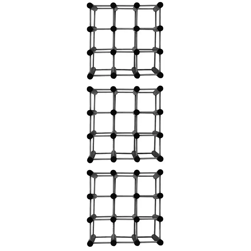 Modulares Weinregal VINOTECA MOD | HxBxT 36x36x24cm | 3x 9 Flaschen | Massives Kiefernholz | Grau geölt
