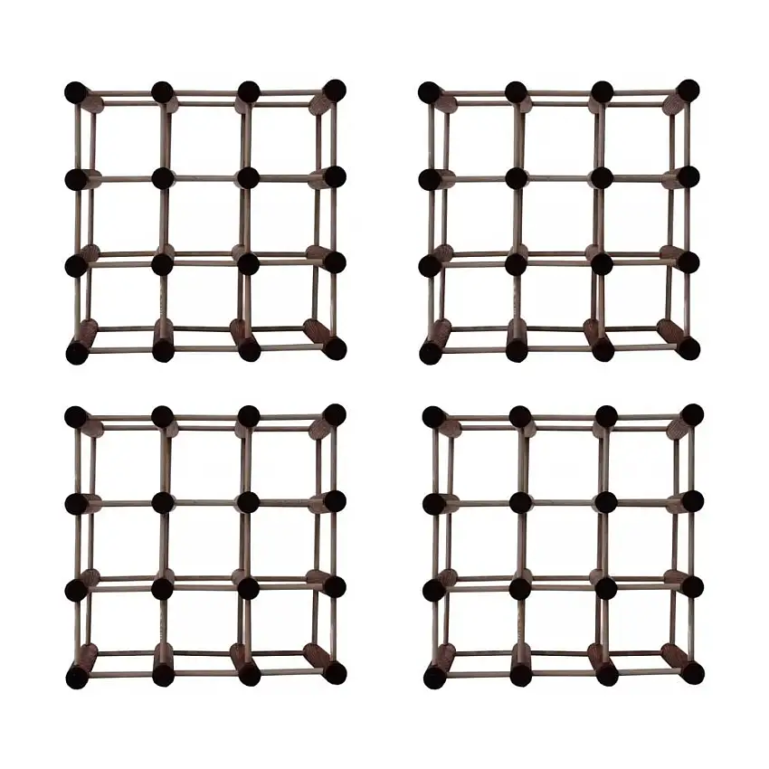 Modulares Weinregal VINOTECA MOD | HxBxT 36x36x24cm | 4x 9 Flaschen | Massives Kiefernholz | Braun geölt