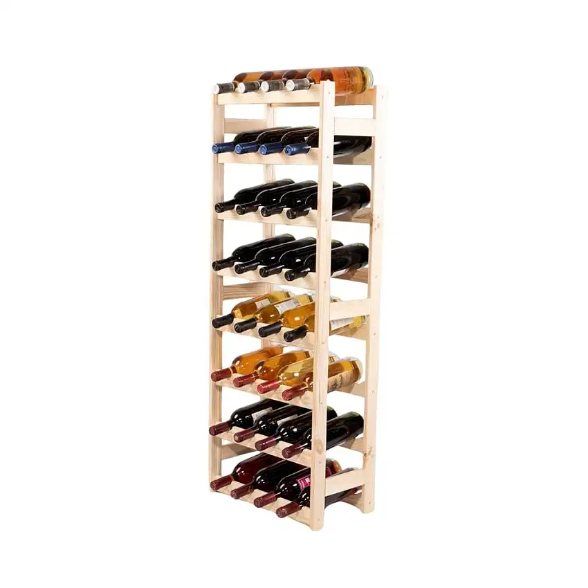 Weinregal PINOTWINE | HxBxT 118x43x25cm | 32 Flaschen | Massives Kiefernholz | Braun geölt