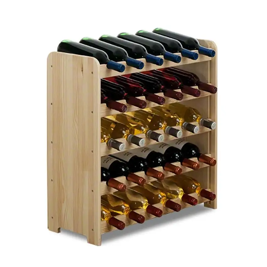 Weinregal PINOTWINE C | HxBxT 61,6x63,2x26,5cm | 30 Flaschen | Massives Kiefernholz | Natur unbehandelt