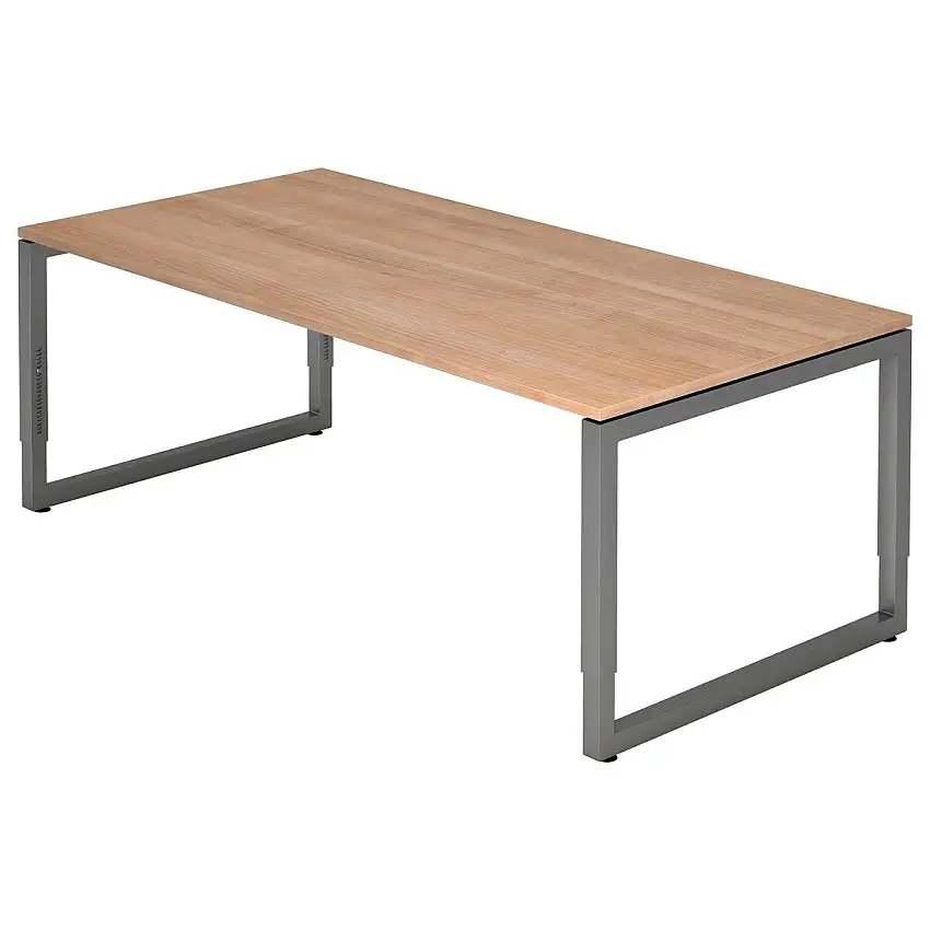 Hammerbacher RS2E Schreibtisch O-Fuß Gestell eckig 200 x 100 cm Nussbaum-Dekor/Graphit